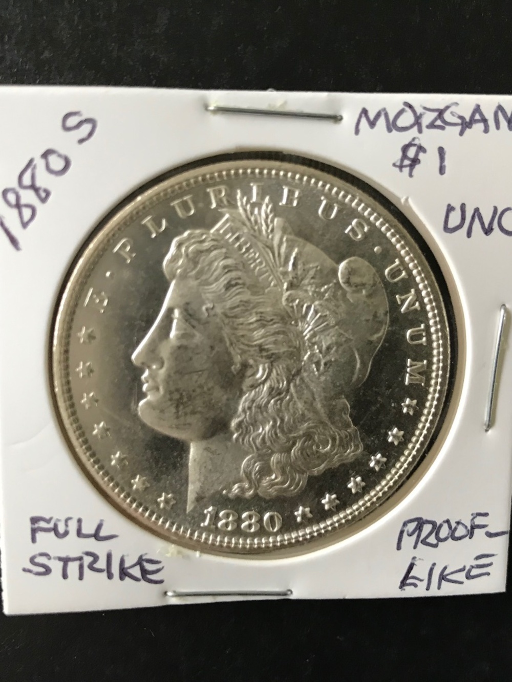 1880 S Morgan Silver Dollar 90% Silver San Fran Mint Unc Full Strike Semi-Proof - Picture 4 of 5